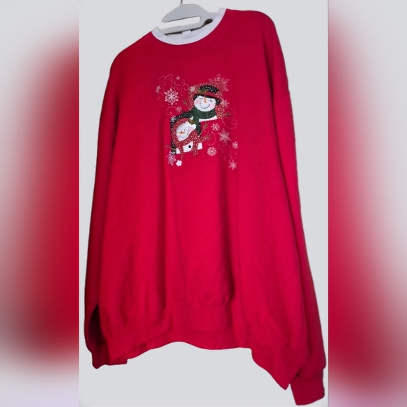 Decorated Originals Sweater Womens Size 3XL Snowman Patch Christmas Red Pullover - Picture 2 of 14